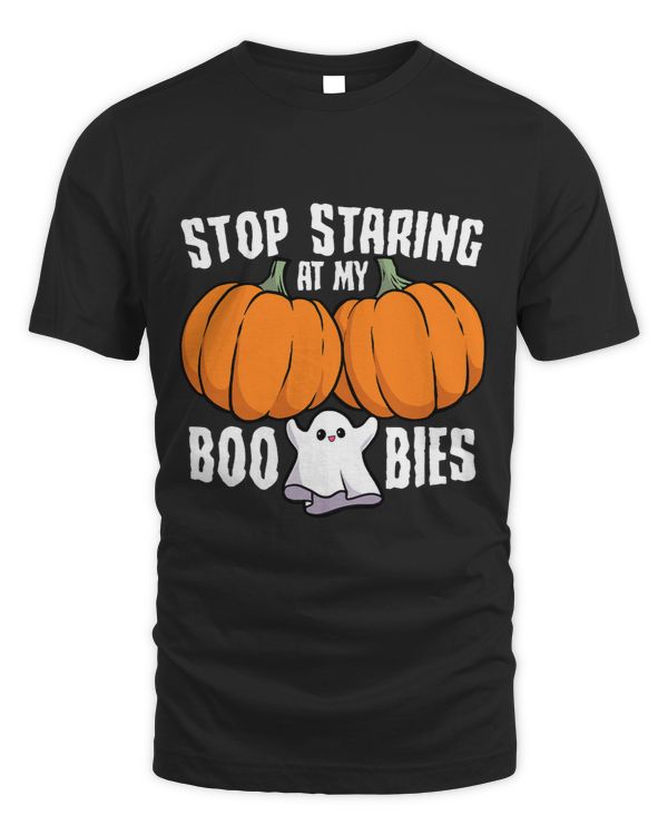 Stop Staring at My Boo Bies Ghost Holding Pumpkin Chest