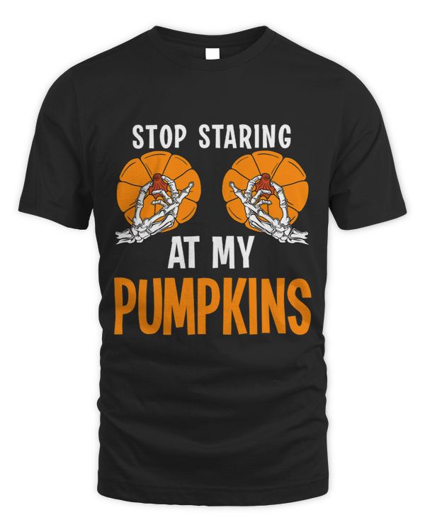 Stop Staring At My Pumpkins Women Chest Joke Costume