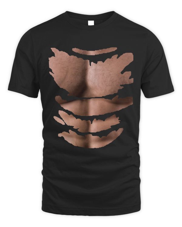 Mans Torn Shirt Muscular Chest