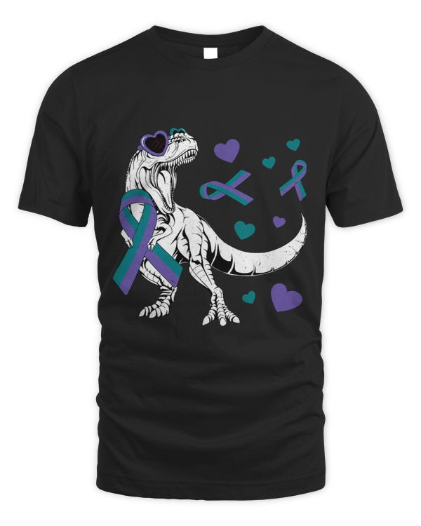 T Rex Purple Green Ribbon Anal Cancer Awareness Warrior