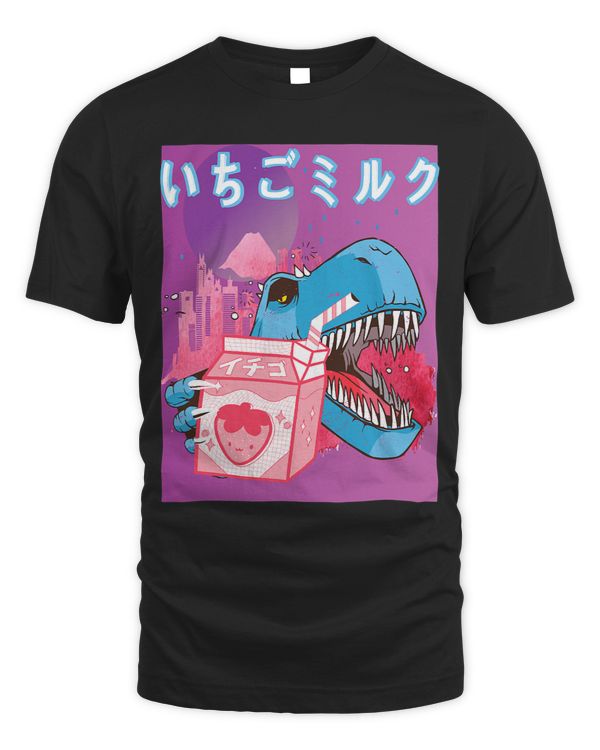 Funny Retro 90s Kawaii Strawberry Milk Shake trex Carton