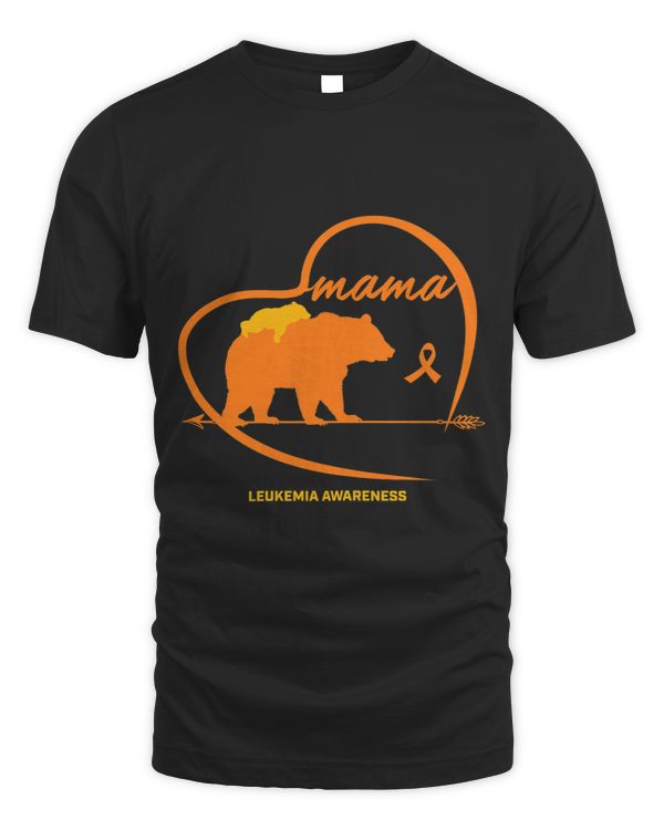 Funny Bear Womens Orange Leukemia Awareness Mom Son Daughter Mama Bear Cancer Cute Bears