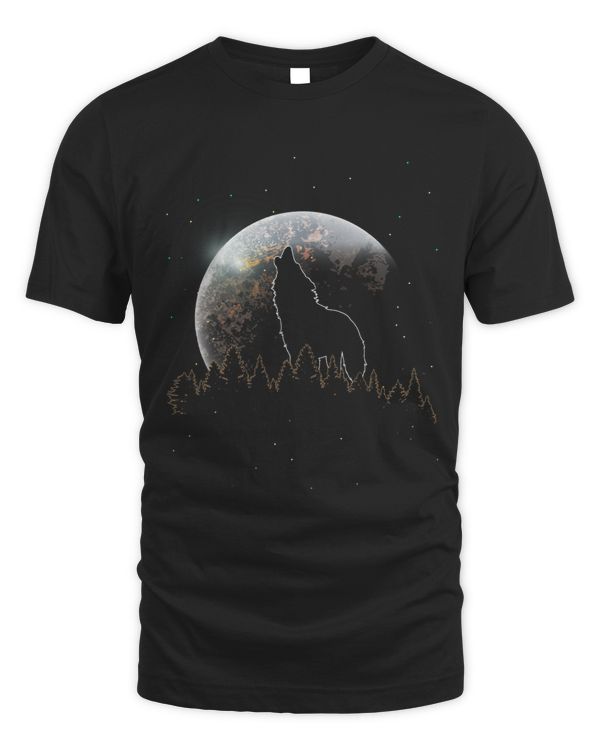 Full Moon Predator Forest Animal Wildlife Howling Wolf