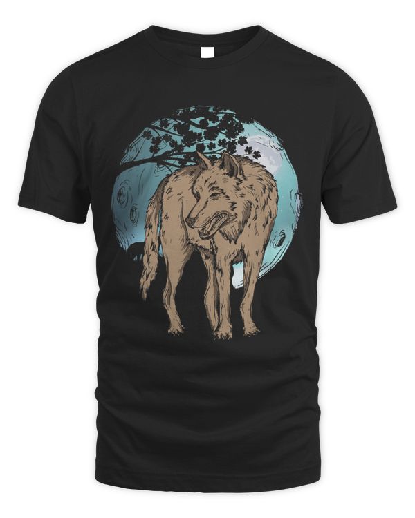 Full Moon Predator Forest Animal Wildlife Moonlight Wolf