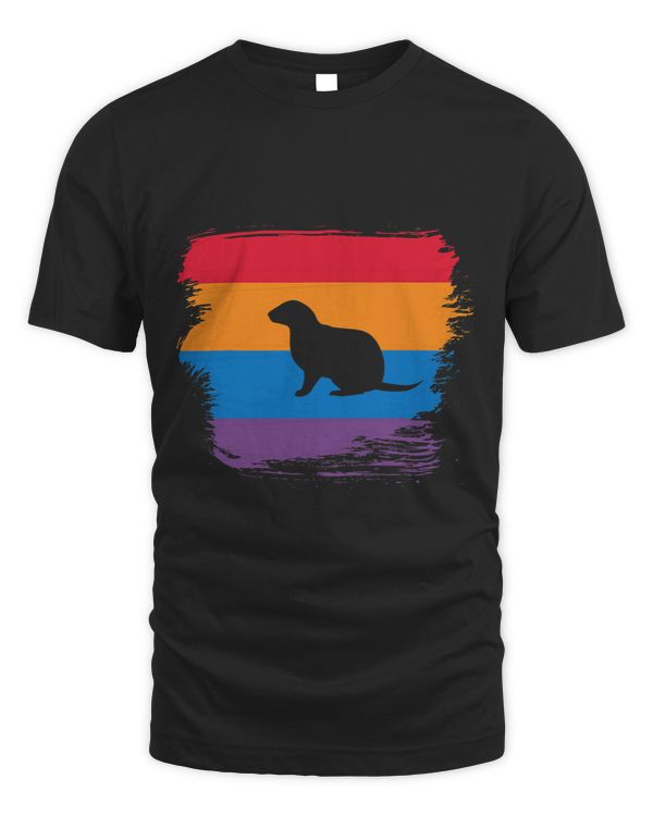 ferret Shadow silhouette with colorful Flag