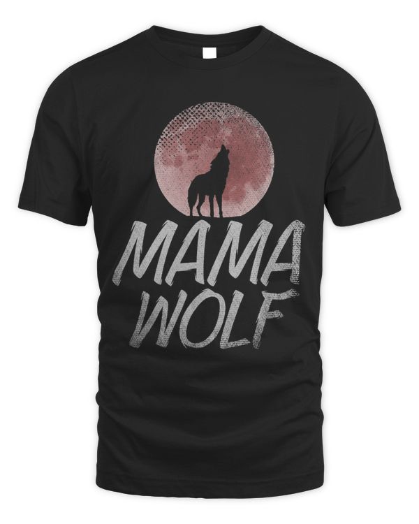 Full Red Moon Mothers Day Predator Animal Forest Mama Wolf