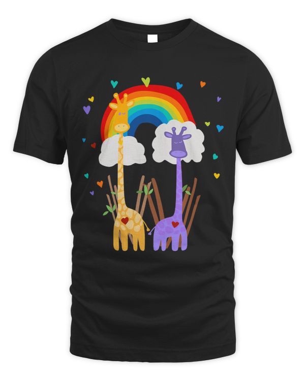 fun kids friendly giraffe love with rainbows and hearts