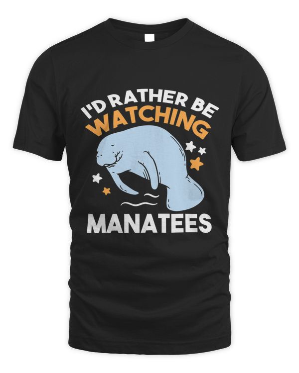 Id Rather Be Watching Manatees Art Sea Ocean Rescue Dugong