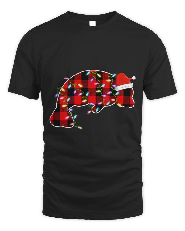 Christmas Manatee Lover Matching Xmas Lights Santa Hat