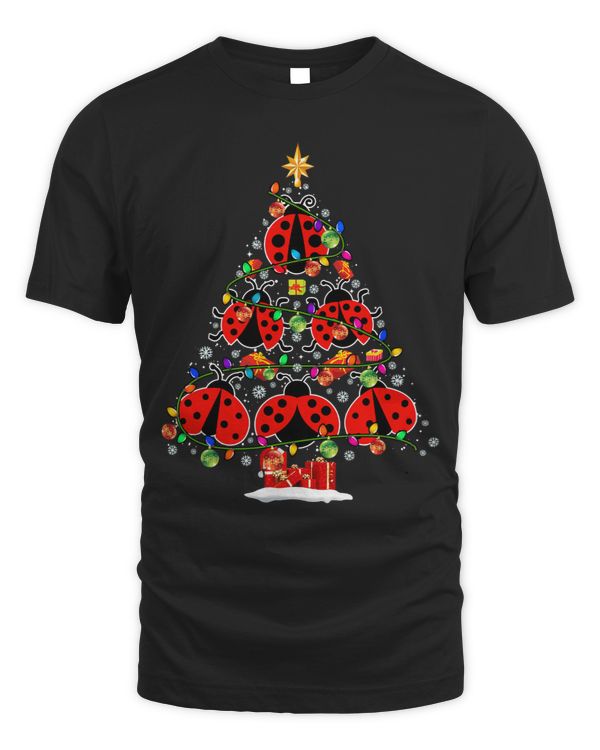 Christmas Tree Lady Bug Xmas Lights Santa Lady Bug Insect