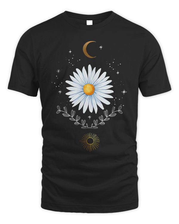 Aesthetic Celestial Sun And Moon Boho Daisy Flower Cosmic
