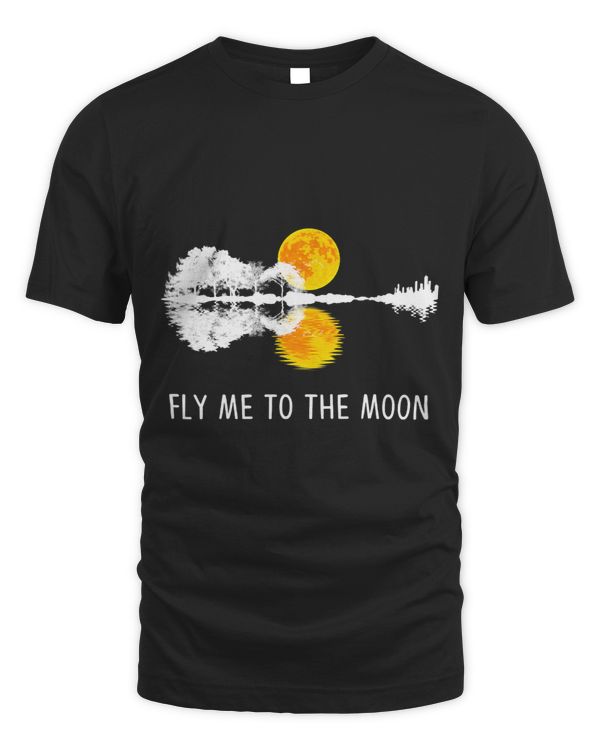 Fly Me To The Moon Tshirt Guitar Lake Shadow