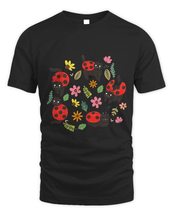 Lady Bug Cat Lover Botanical Nature Cottagecore Aesthetic