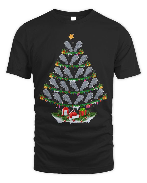 Family Pajama Sets Christmas Matching Manatee Xmas Tree
