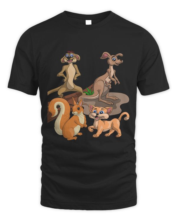 Funny Squad Meerkat Kangaroo Squirrel Cat Kids Gift Animal