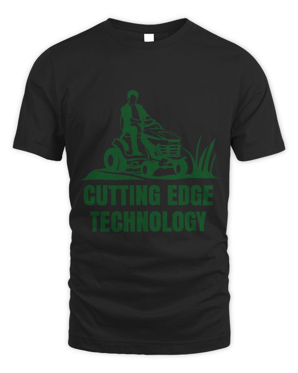 Funny cutting edge technology ride on tractor lawnmower pun