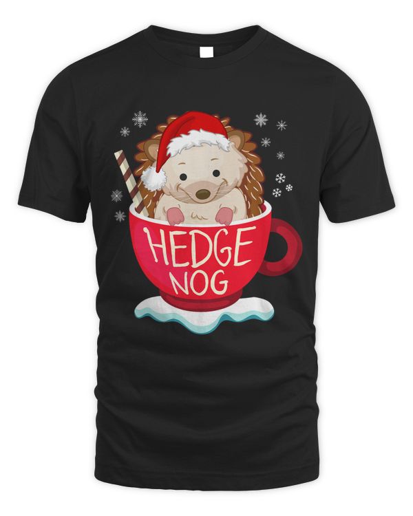 Funny Eggnog Cute Santa Hat Hedgehog Christmas Pajama