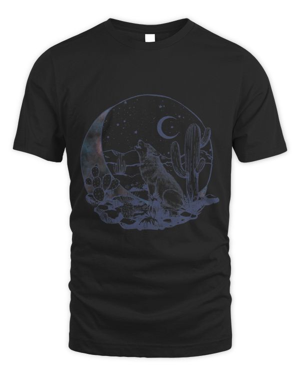 Howling Moon Desert Night Celestial Circle