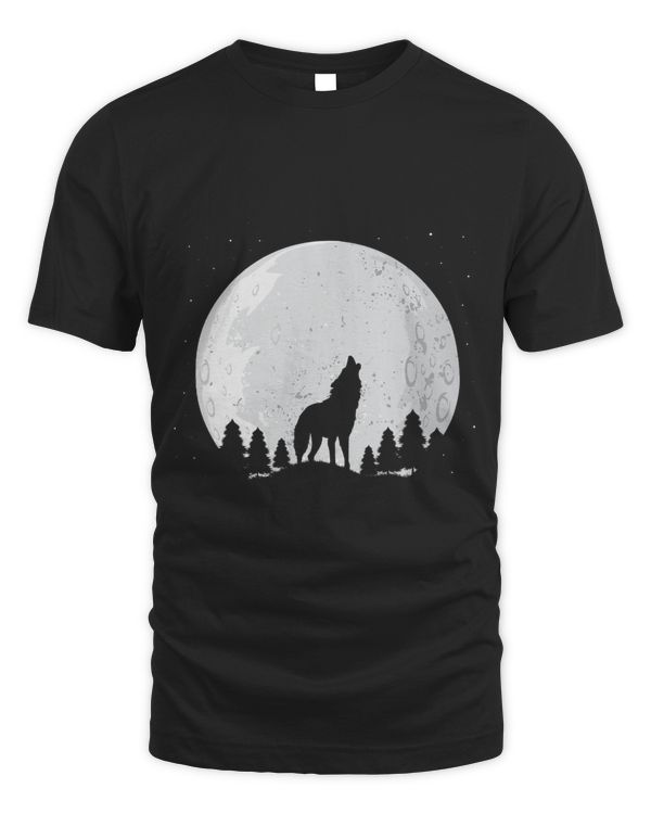Howling Predator Full Moon Forest Animal Moonlight Wolf