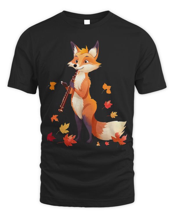 Fox With A Maple Leaf Tail Playing The Oboe Cottagecore
