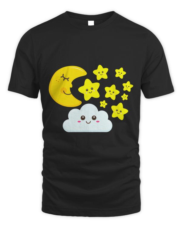 Friendly Sky During Night with Stars Moon and Cloud