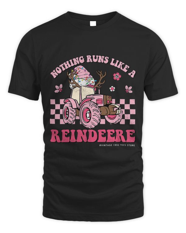 Groovy Retro Nothing Runs Like A Reindeere Christmas Tractor