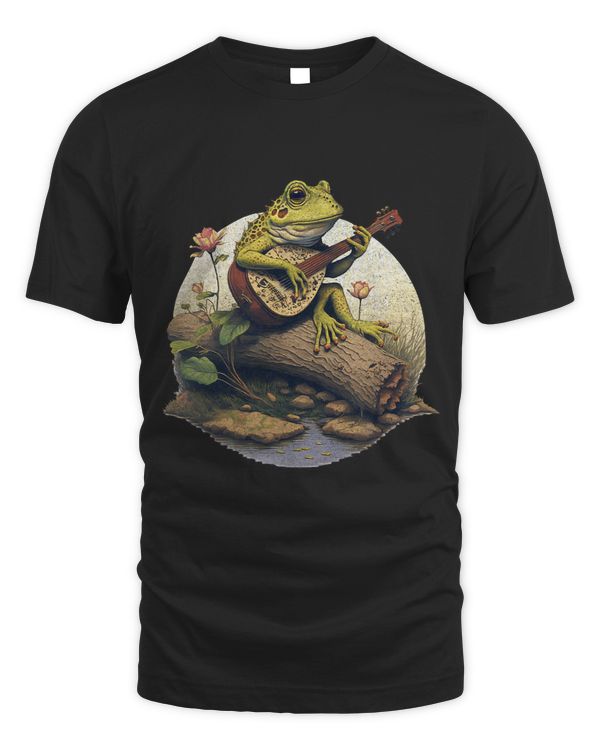 Frog Playing Banjo On Log Vintage 1
