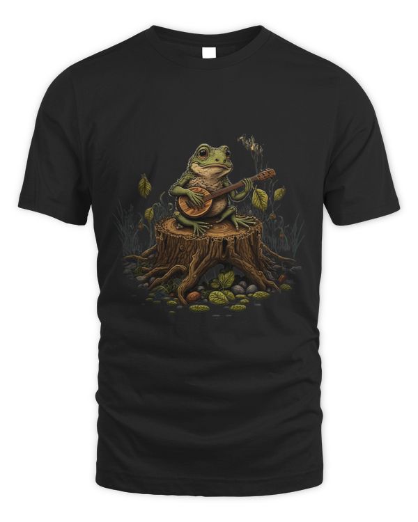 Frog Playing Banjo On Log