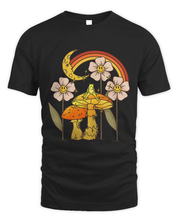Frog Toadstool Laughing Flowers Crescent Moon and Rainbow