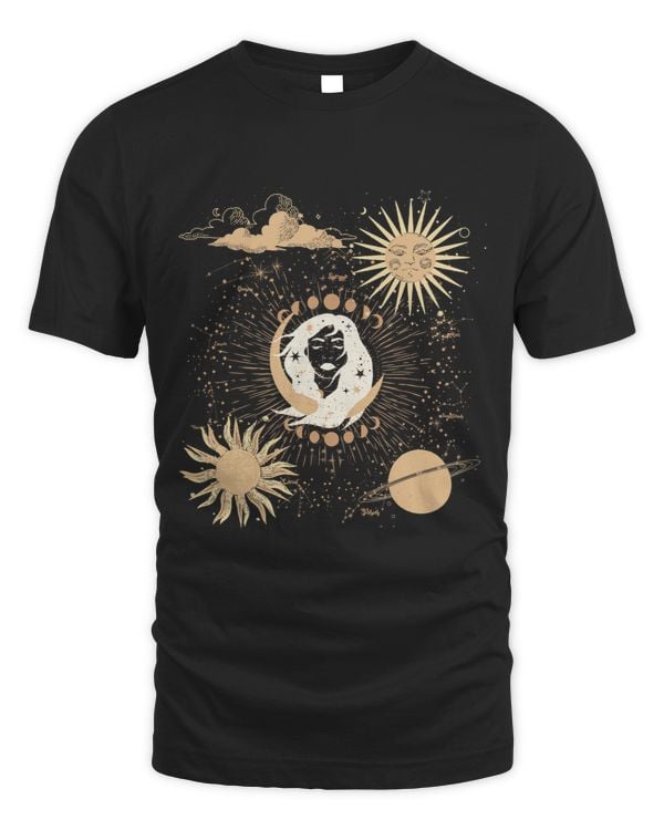 Dark Academia Sorceress Goddess Mystical Sun and Moon Phases