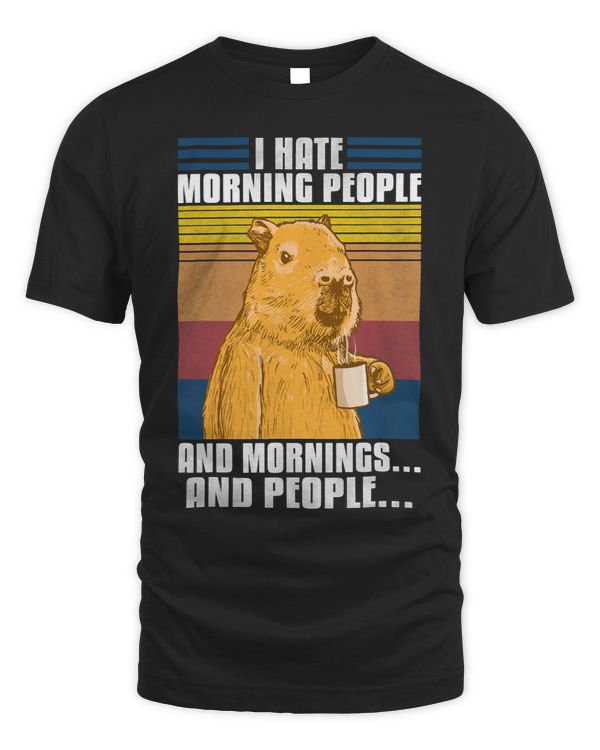 I Hate Morning People funny Pun Capybara