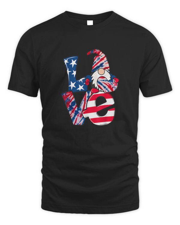 Love Gnome USA Flag 4th of July Red White Blue Tie Dye