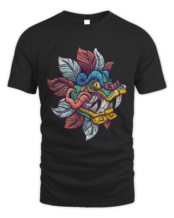 Mayan colorful lizard dragon of aztec Quetzalcoatl