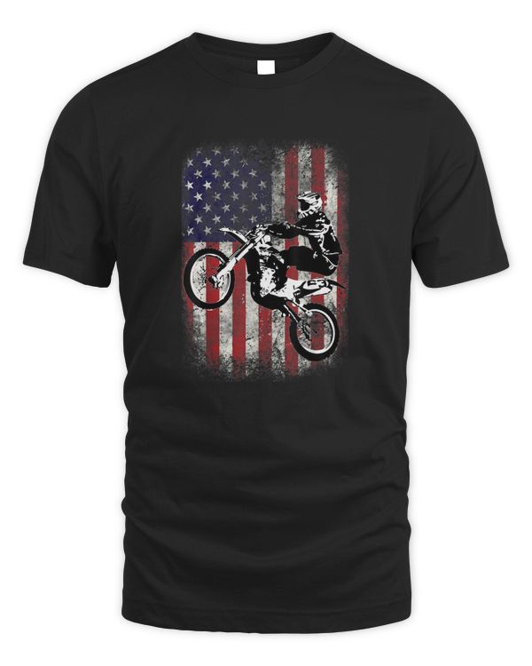 Dirt Bike American Flag Motocross Biker 4th of July