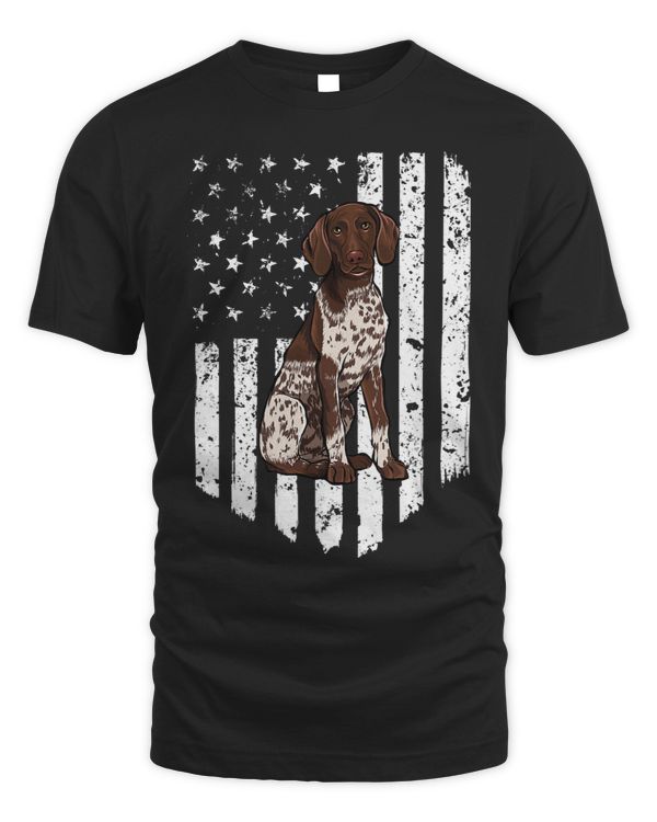 Dog German Shorthaired BW American Flag German Shorthaired Pointer 4th Of July