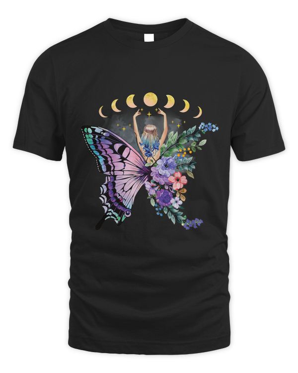 Cute Butterfly Moon Fairy Flower Floral Shirt Retro Vintage