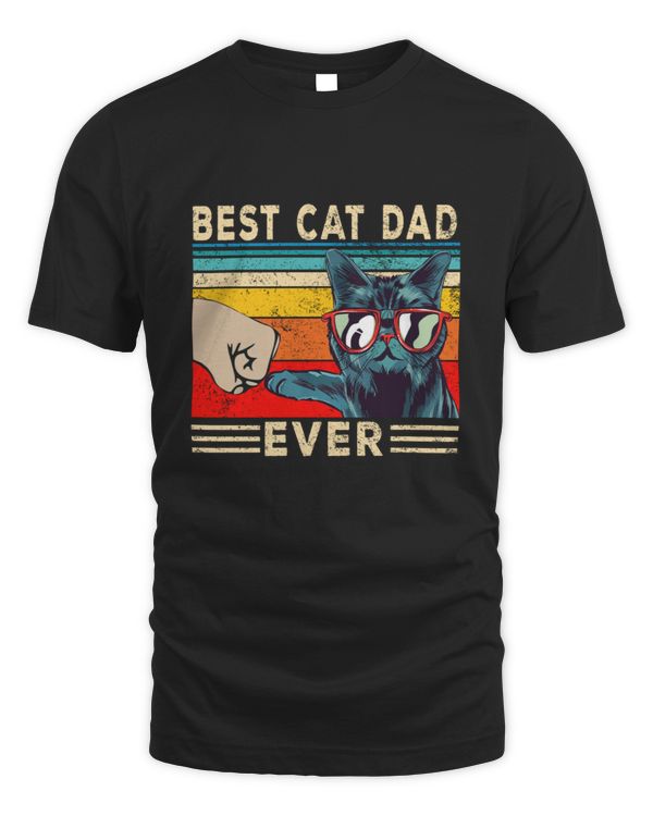 Vintage Best Cat Dad Ever Bump Fist Father's Day
