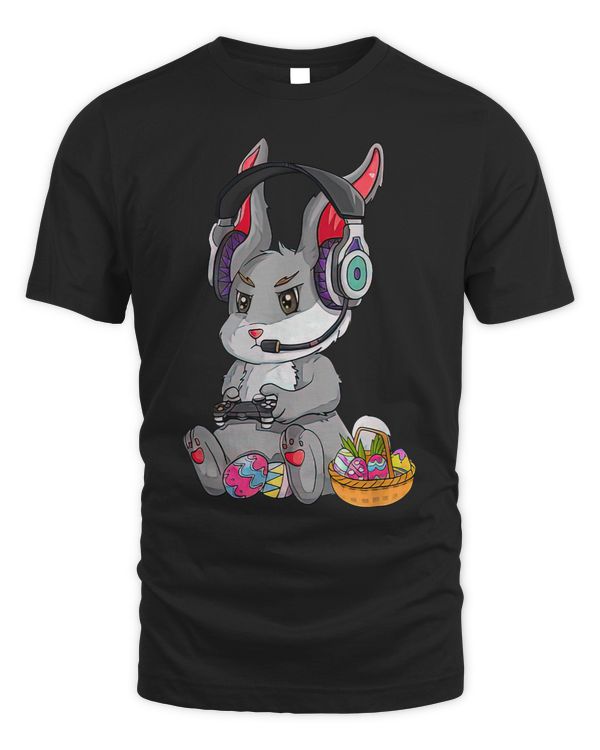 Funny Bunny Rabbit Gaming Happy Easter Day Boy Men Gamer
