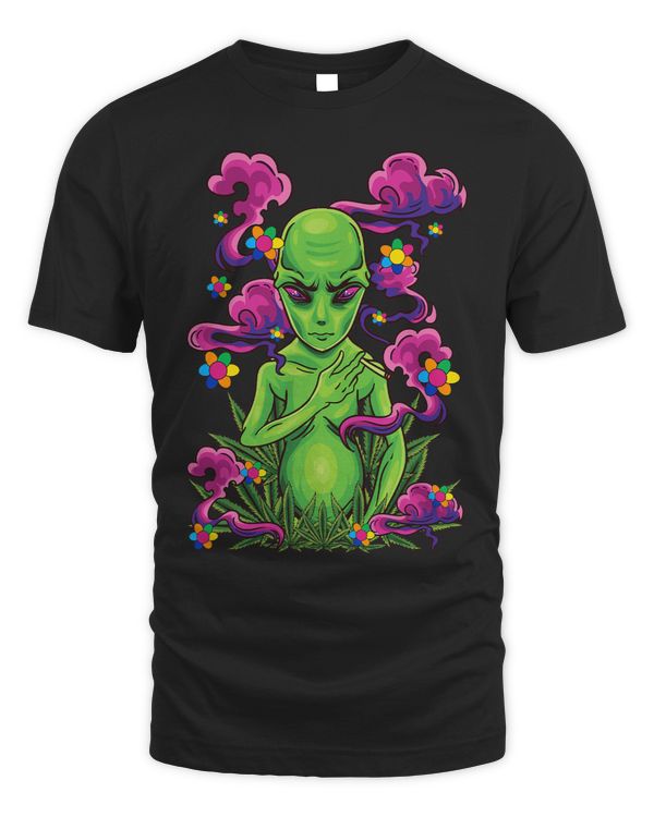Alien Hippie Smoking Marijuana Hilarious Groovy Art