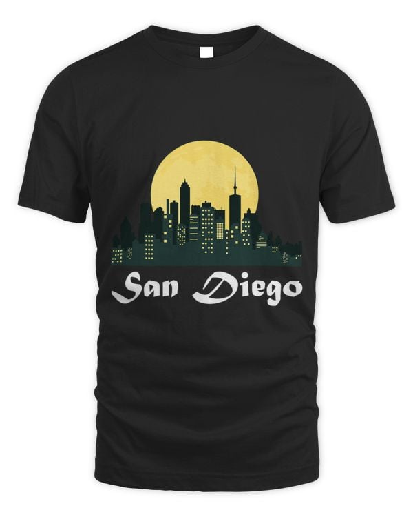 San Diego Skyline Glowing Moon San Diego City Night