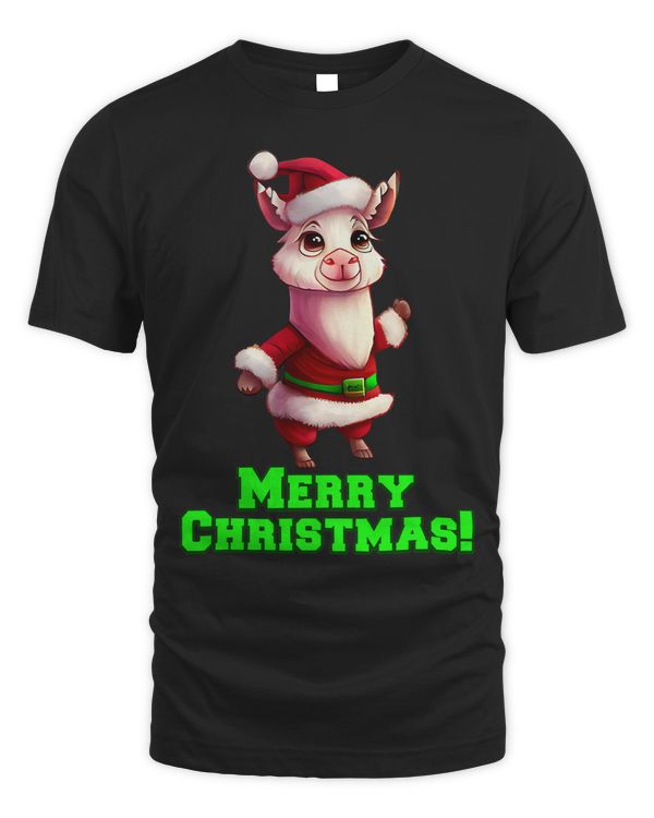 Cute Llama Alpaca as Santa Claus Merry Christmas Holiday