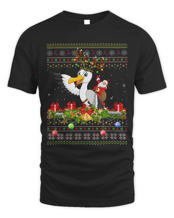 Seagull Bird Lover Ugly Santa Riding Seagull Christmas