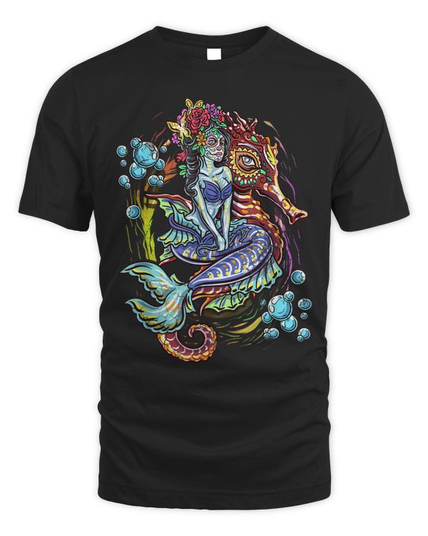 Day Of The Dead Seahorse Mermaid Art Design