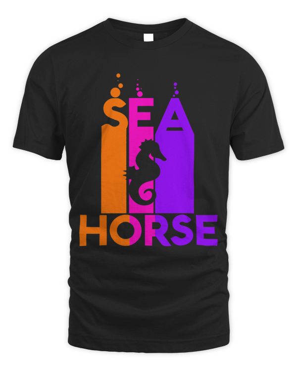 SeaHorse Animal Rainbow Bubble with Silhouette
