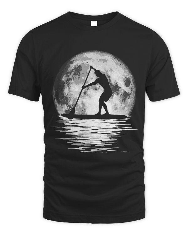 Retro Stand Up Paddleboard SUP Night Ride Vintage Full Moon