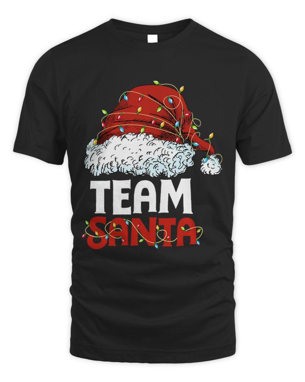 team santa christmas squad family pajamas xmas hat lights
