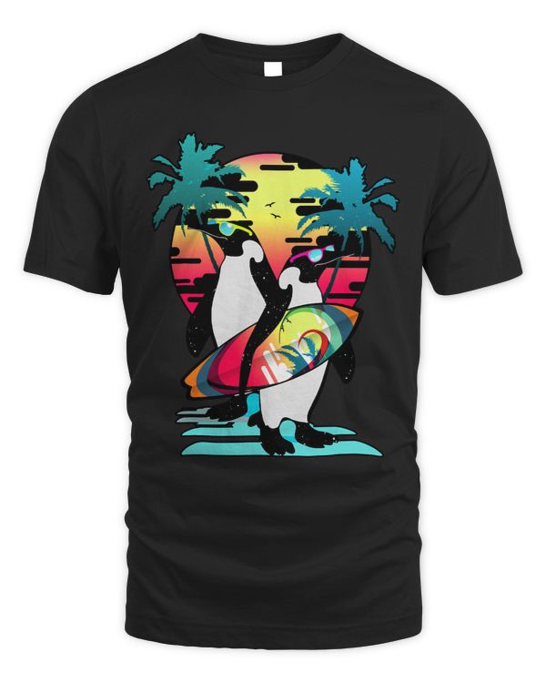 Penguin Summer Vacation Family Friends Trip Palm Trees