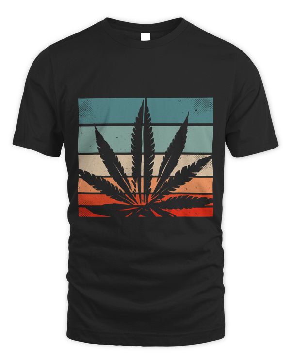 Sun Vintage Marijuana Weed Cannabis Leaf Retro