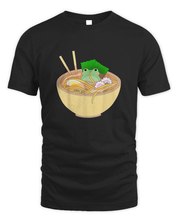 Cute Kawaii Frog Eating In Ramen Bowl T-Shirt