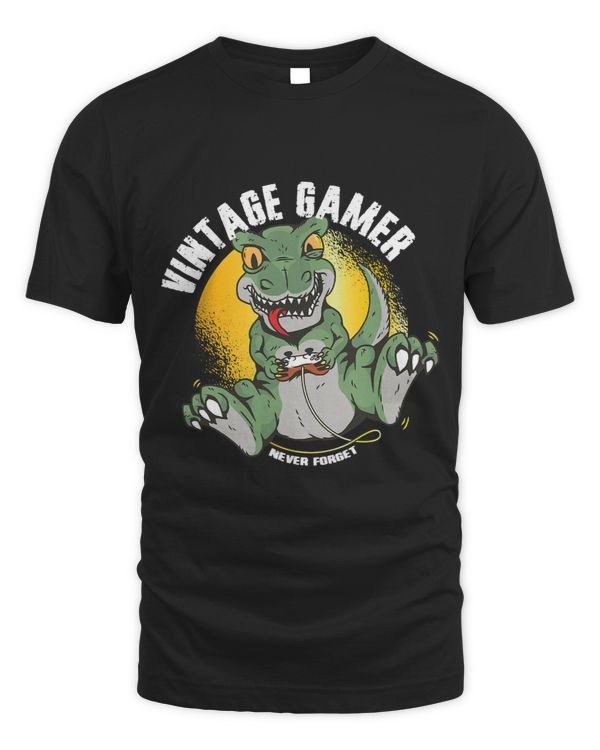 Vintage Gamer Never Forget TRex Video Games Dinosaur